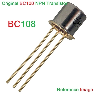 Picture of A CLASS BC108 BC-108 BC 108 NPN Transistor 30V 200mA General Purpose Transistor TO-18 BJT NPN Silicon Planar Epitaxial NPN Transistors 3 Pin Leads