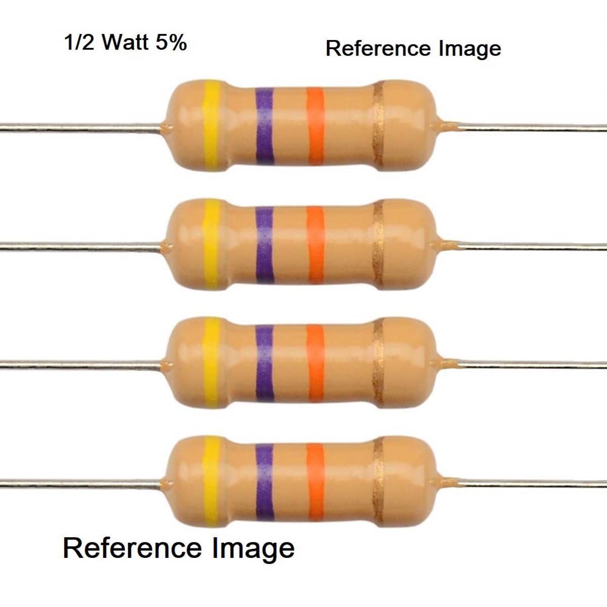 Picture of 50Pcs- 1/2 Watt 10K Ohm Resistor 1/2W 10K Ohm Carbon Film Resistor 10K Ohm Half Watt Resistance 0.5 Watt 5% Tolerance Fixed Resistors 2 Pin Leads Terminals