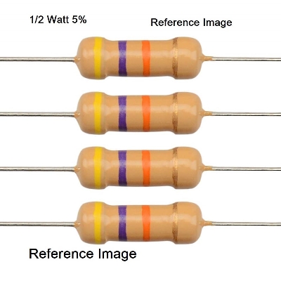 Picture of 50Pcs- 1/2 Watt 10K Ohm Resistor 1/2W 10K Ohm Carbon Film Resistor 10K Ohm Half Watt Resistance 0.5 Watt 5% Tolerance Fixed Resistors 2 Pin Leads Terminals