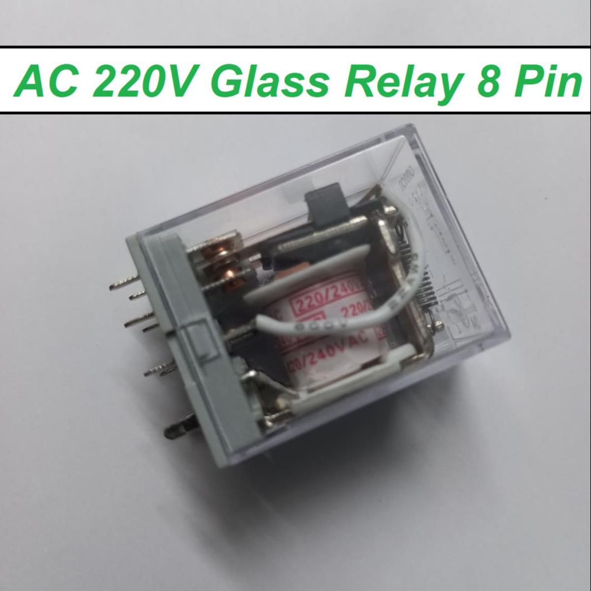 Picture of 220V Thin Pin AC 220V 8 Thin Pin 10A 250VAC Glass Relay LY2 LY2NJ JQX-13F AC 220V Coil Power Relay Electromagnetic Relay 8 Pins DPDT 2NO 2NC AC-220V Relay Switches 