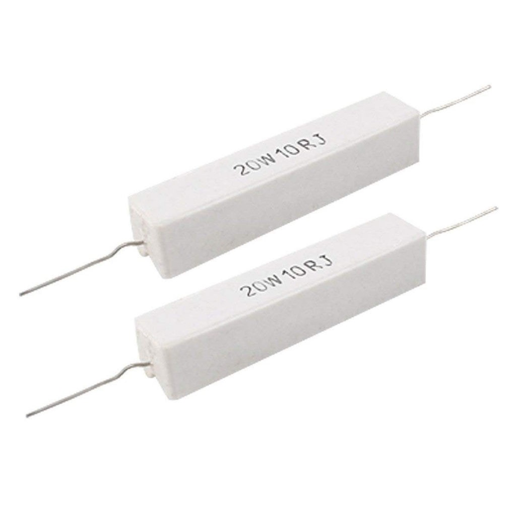 Picture of 20Watt 10 Ohm WIREWOUND 20W 10 Ohm Ceramic Cement Power Wirewound Resistor 10 Ohm 20 Watt Wire Wound 2Pin Leads Fixed Cement Resistor 5% Tolerance