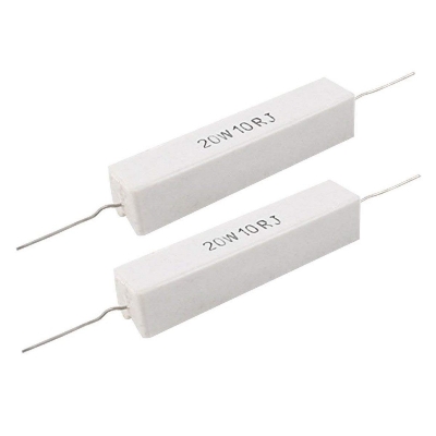 Picture of 20Watt 10 Ohm WIREWOUND 20W 10 Ohm Ceramic Cement Power Wirewound Resistor 10 Ohm 20 Watt Wire Wound 2Pin Leads Fixed Cement Resistor 5% Tolerance