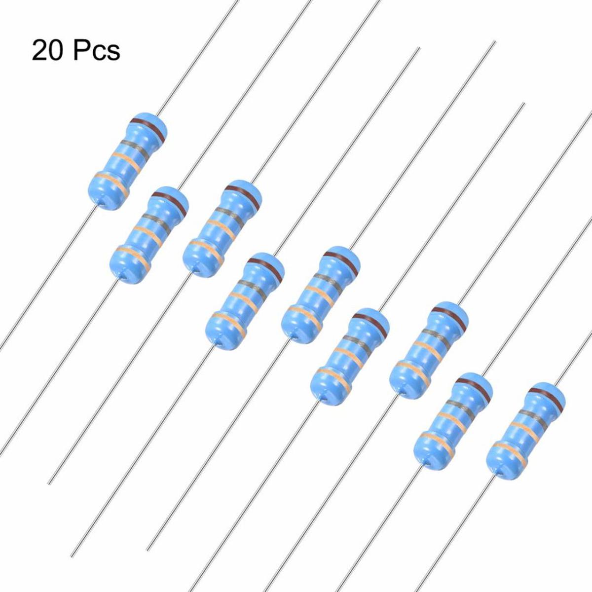 Picture of 50Pcs- Tolerance 1% 470 Ohm Resistor 470 Ohm Carbon Film Resistor 470 Ohm 1/4W Resistance 0.25 Watt Fixed Resistors 2 Pin Leads