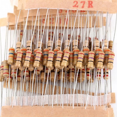 Picture of 50Pcs- 1/2 Watt 15 Ohm Resistor 1/2W 15 Ohm Carbon Film Resistor 15 Ohm Half Watt Resistance 0.5 Watt 5% Tolerance Fixed Resistors 2 Pin Leads