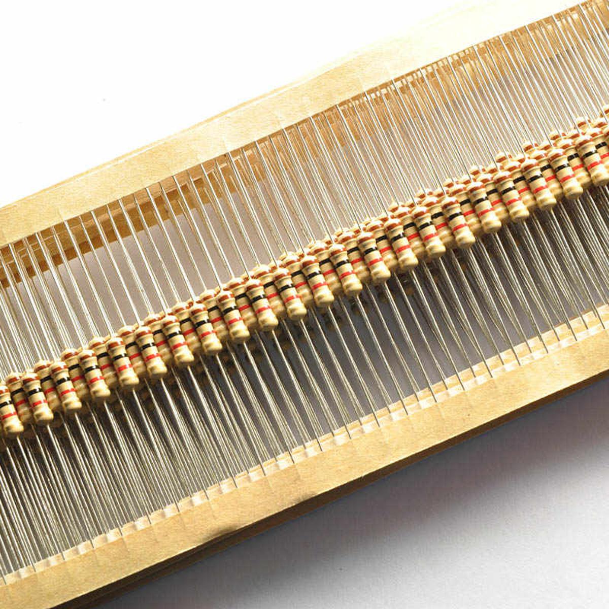 Picture of 50Pcs- 27K Ohm Resistor 5% 27K Ohm Carbon Film 27K Ohm Resistors 1/4W Resistance 0.25 Watt 5% Tolerance Fixed Resistors 2 Pin Leads