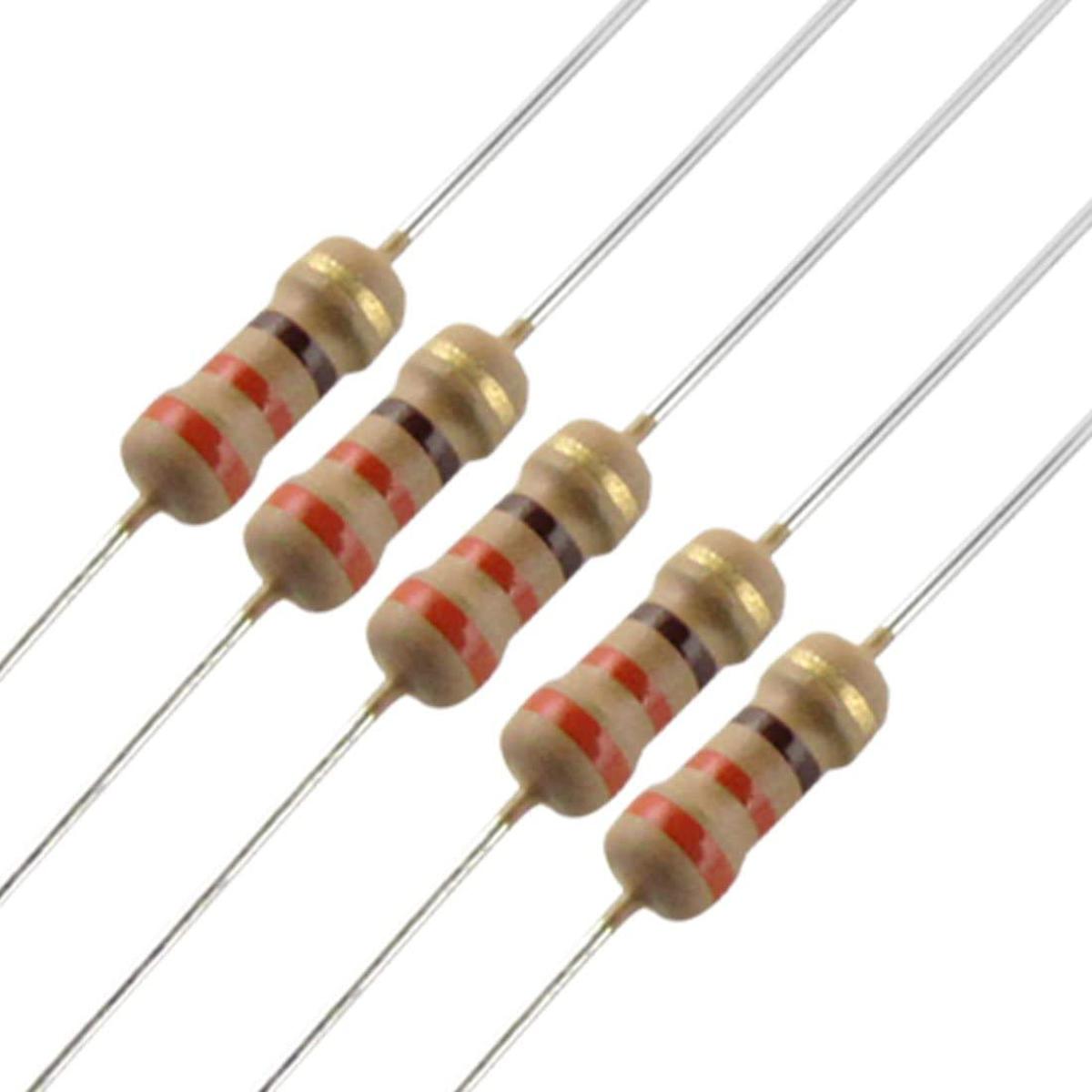 Picture of 50Pcs- 270K Ohm Resistor 5% 270K Ohm Carbon Film 270K Ohm Resistors 1/4W Resistance 0.25 Watt 5% Tolerance Fixed Resistors 2 Pin Leads