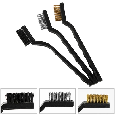 Picture of 3Pcs Set STEEL Brush COPPER Brush NYLON Wire Brush Nozzle Hot Bed Cleaning Brush 170mm For 3D Printers Mobile SMD Chip Repairing Toothbrush Scrubbing Gap Rust Cleaning