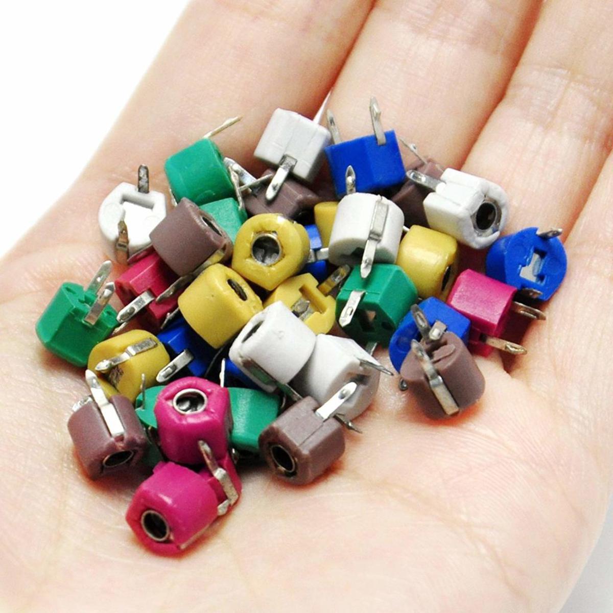 Picture of 5Pcs- Adjustable Trimmer VARIABLE Capacitor 0-60pF 6mm 2 Pin Leads Plastic Cover Trimmer Capacitor Variable Capacitor Regulator For Arduino