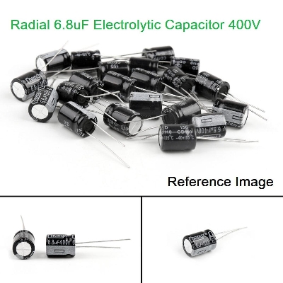 Picture of 5Pcs- 6.8uF 400V RADIAL Electrolytic Capacitor 6.8uF 400V Radial Polarized Aluminum Electrolytic Capacitors 2 Pin Leads Connections Leg