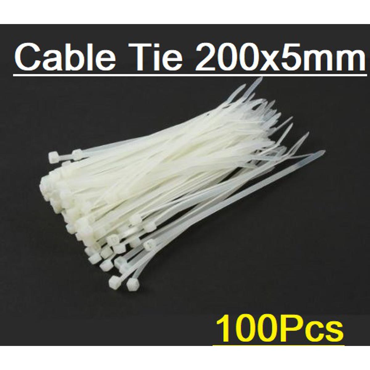 Picture of 100Pcs- CABLES TIES 8 Inch WHITE Cable Ties 8" Inch Smart Work 200x3mm Long 200mm Nylon Patch Wrap Cable Ties Nylon Plastic Zip Tie