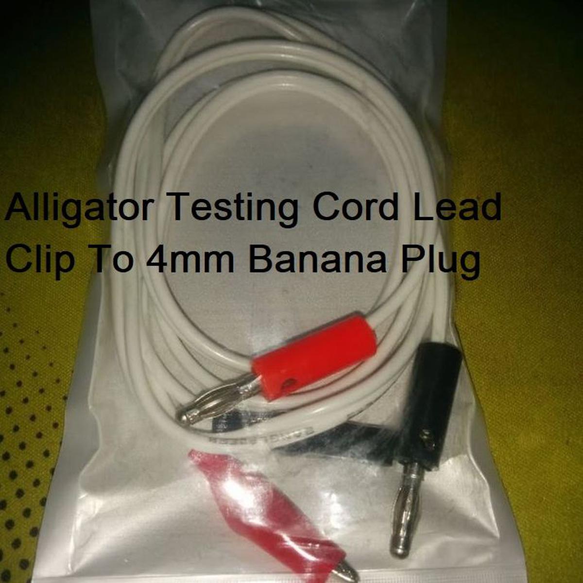 Picture of 1Pair- WHITE Color AL.LI.GATOR Clips To BANANA Plug Multimeter Probe Alli-gator Testing Cord Leads Clip To 4mm Banana Plug Dual Tester Probe For Cable Leads Probe