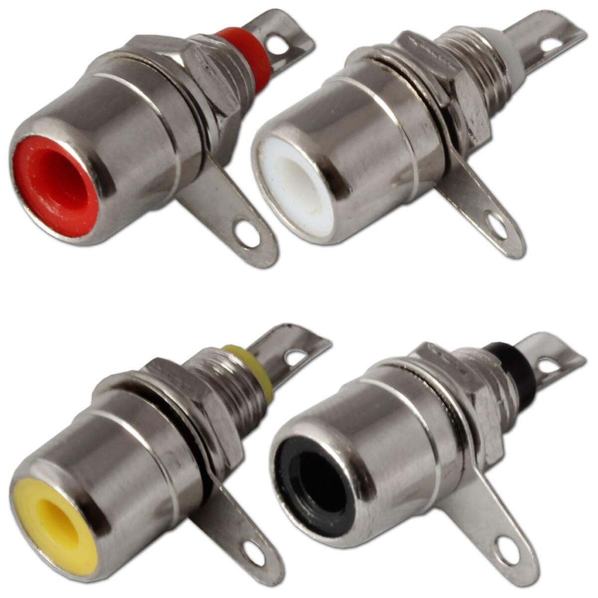 Picture of 5Pcs- FEMALE RCA SOCKET Panel Mount Chassis RCA Socket Connector Metal Body For Audio Video TV Speaker Terminal RCA Adapters Cables