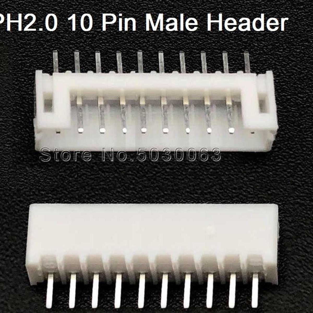 Picture of 4Pcs- 10Pin MALE Header For FEAMALE Housing JST Male Header 10 Pin Leads 2.54mm Pitch Male Socket Connector For Female Cables DIY