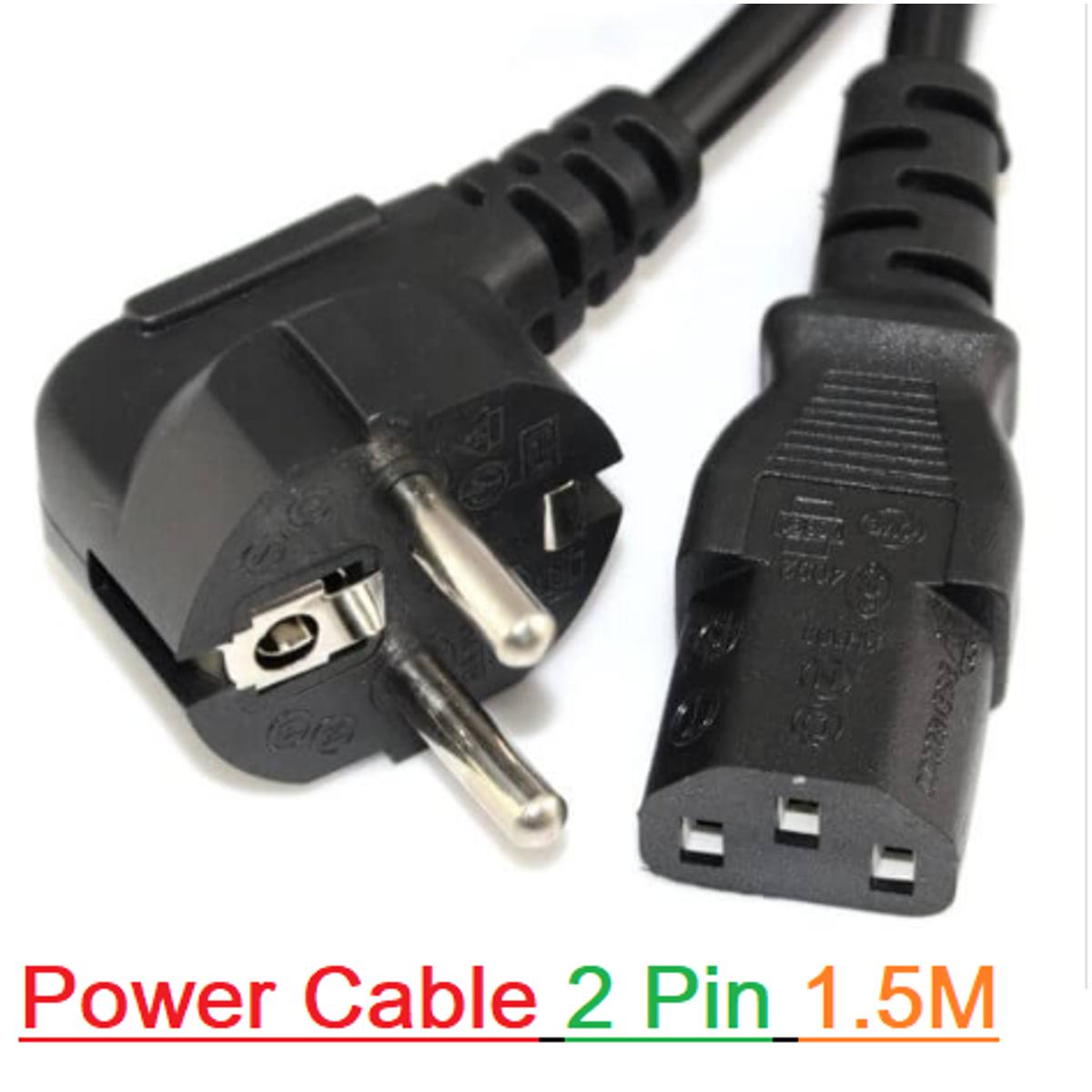 Picture of 2Pin POWER CABLES AC 220v 500W 2 Pin 1.5M Length Power Cord Cable For Notebook Computer Desktop PC LCD Monitor Laptop Printer Power Cables 