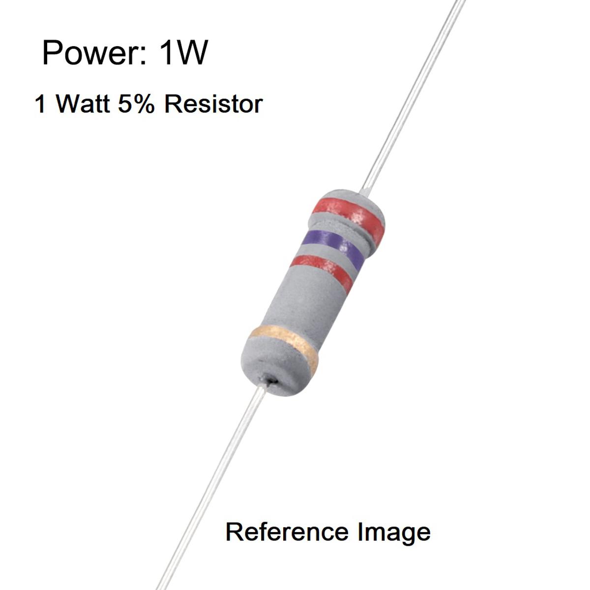 Picture of 25Pcs- 1Watt 1.5K Ohm Resistor 1W 1.5K Ohm Metal Film Resistor 1.5K Ohm 1 Watt Metal Oxide Film Resistor Axial Leads 1.5K Ohm ±5% Tolerance 2 Pin Leads