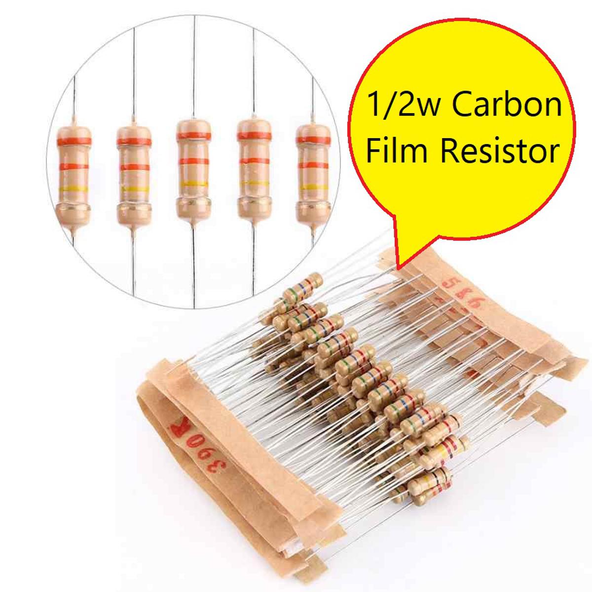 Picture of 50Pcs- 1/2 Watt 3.3K Ohm Resistor 1/2W 3.3K Ohm Carbon Film Resistor 3.3K Ohm Half Watt Resistance 0.5 Watt 5% Tolerance Fixed Resistors 2 Pin Leads Terminals