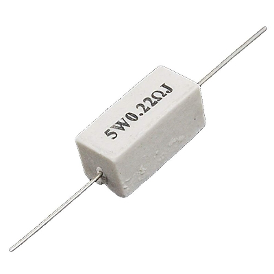 Picture of 5Pcs- 5Watt 0.22 Ohm WIREWOUND 5W 0.22 Ohm Ceramic Cement Power Wirewound Resistor 0.22 Ohm 5Watt Wire Wound 2Pin Leads Fixed Cement Resistor 5% Tolerance
