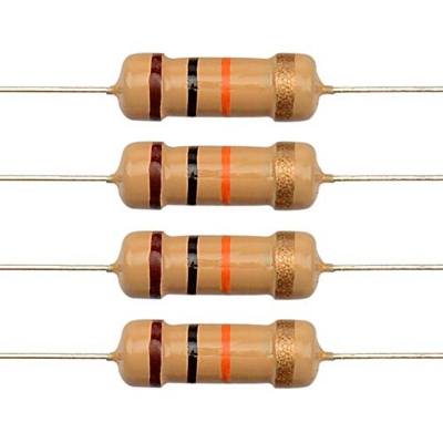 Picture of 50Pcs- 1/2 Watt 330K Ohm Resistor 1/2W 330K Ohm Carbon Film Resistor 330K Ohm Half Watt Resistance 0.5 Watt 5% Tolerance Fixed Resistors 2 Pin Leads Terminals
