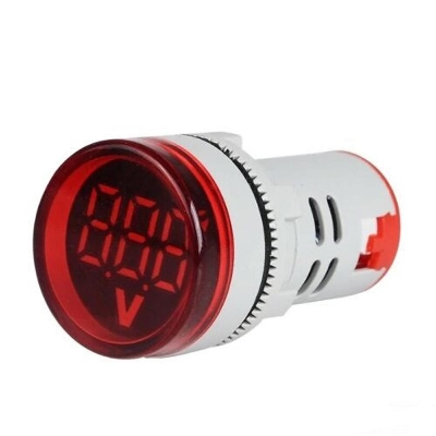 Picture of ROUND VOLT Meter 60-500V Voltage Meter Panel Mount 22mm Round Panel Voltmeter AC 60-500V LED Digital Display Voltage Meter Testers With Indicator Light