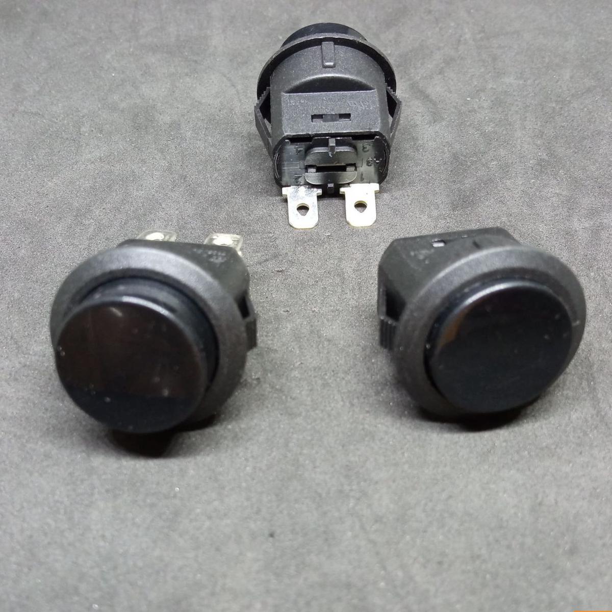 Picture of 2Pcs- Self-Lock Round BLACK  Color 2 Pin AC 250V 16A On Off 2 Terminal Push Button SPST Self Locking Push Button Switches For Car Bus Truck Auto Bike Start Button Switch