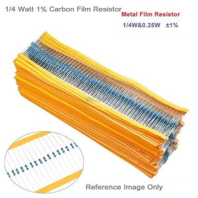 Picture of 50Pcs- Tolerance 1% 1.5K Ohm Resistor 1.5K Ohm Carbon Film Resistor 1.5K Ohm 1/4W Resistance 0.25 Watt Fixed Resistors 2 Pin Leads