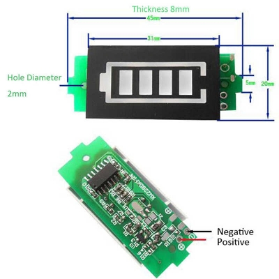 Picture of Power Level 4 Digit Battery Capacity Tester 4 Digit Indicator Meter 3.7V 4.2V 1S Lipo Lithium Li-Ion Battery Indicator Meter Power Level Tester With Display Indicator - Battery