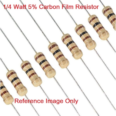 Picture of 50Pcs- 1 Ohm Resistor 5% 1 Ohm Carbon Film 1 Ohm Resistors 1/4W Resistance 0.25 Watt 5% Tolerance Fixed Resistors 2 Pin Leads