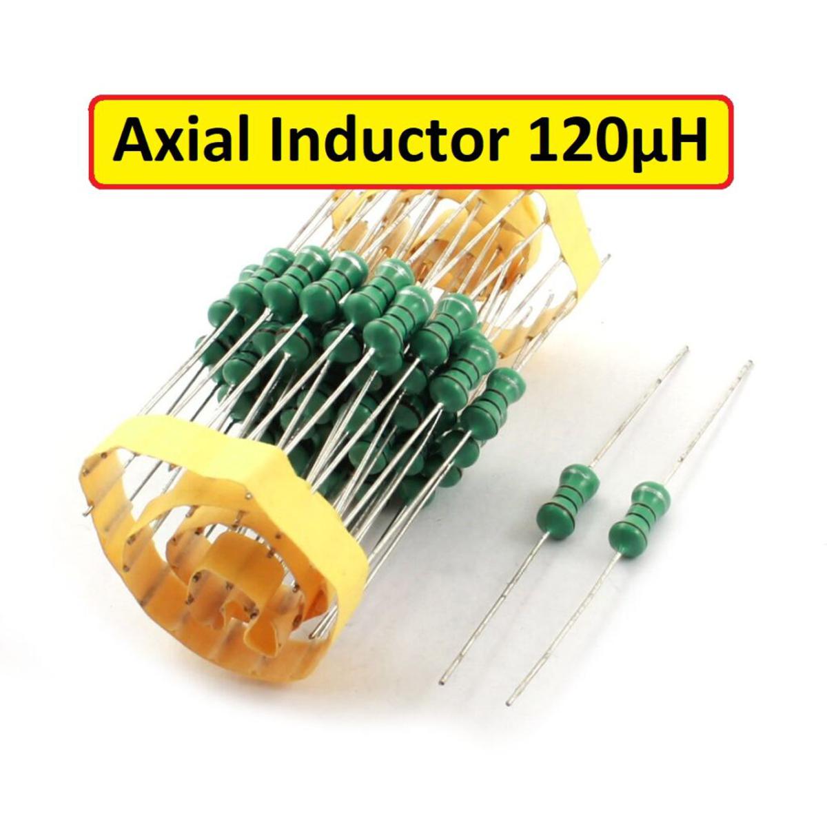 Picture of 10pcs Axial Inductor 120µH 0.5W Axial Lead Color Ring Conformal Fixed Inductors Axial Through Hole For Electronics Projects DIY