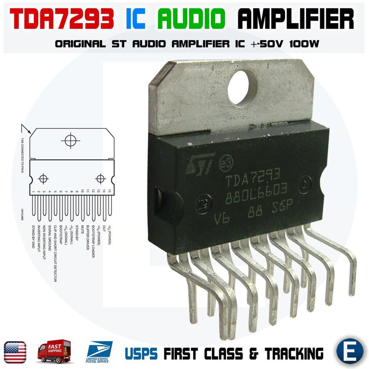 Picture of A CLASS TDA7293 IC TDA 7293 6V 12V 120V 100W Dual Bridge Audio Amplifier Stereo Audio ZIP 15Pin Leads Audio Amplifier Chip 