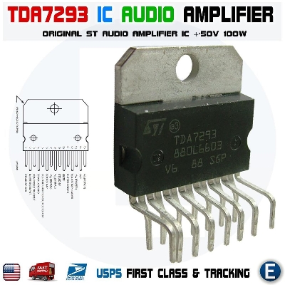 Picture of A CLASS TDA7293 IC TDA 7293 6V 12V 120V 100W Dual Bridge Audio Amplifier Stereo Audio ZIP 15Pin Leads Audio Amplifier Chip 