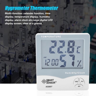 Picture of AS807 AS-807 Digital Hygrometer AS807 Thermometer Humidity Temperature Meter Testers Weather With Calendar & Clock Alarm Tools 