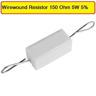 Picture of 5Pcs- 5Watt 150 Ohm Resistor WIREWOUND 150 Ohm 5W Resistor Ceramic Cement Wirewound Resistor 150 Ohm 5 Watt Wire Wound Fixed Cement Resistor 5% Tolerance 2 Pin Leads