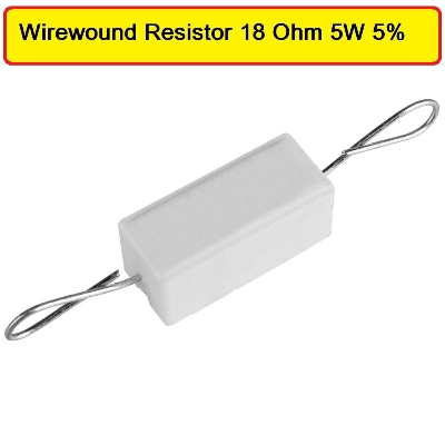 Picture of 5Pcs- 5Watt 18 Ohm Resistor WIREWOUND 18 Ohm 5W Resistor Ceramic Cement Wirewound Resistor 18 Ohm 5 Watt Wire Wound Fixed Cement Resistor 5% Tolerance 2 Pin Leads