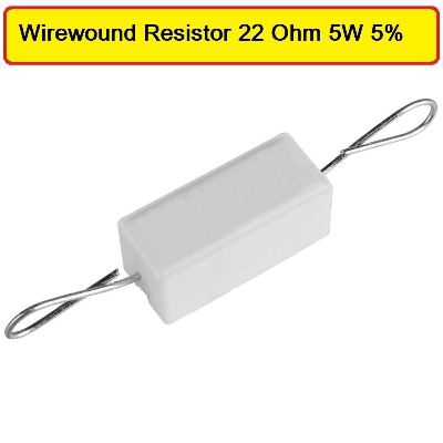 Picture of 5Pcs- 5Watt 22 Ohm Resistor WIREWOUND 22 Ohm 5W Resistor Ceramic Cement Wirewound Resistor 22 Ohm 5 Watt Wire Wound Fixed Cement Resistor 5% Tolerance 2 Pin Leads