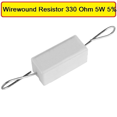 Picture of 5Pcs- 5Watt 330 Ohm Resistor WIREWOUND 330 Ohm 5W Resistor Ceramic Cement Wirewound Resistor 330 Ohm 5 Watt Wire Wound Fixed Cement Resistor 5% Tolerance 2 Pin Leads