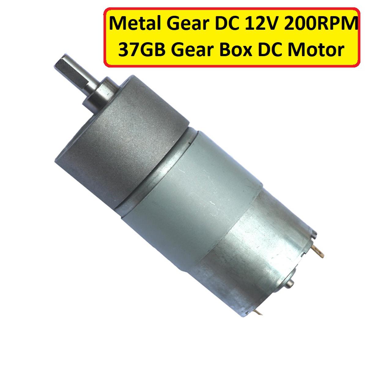 Picture of 37GB 200RPM Gear Motor Metal 12V Gear Box Motor DC 12V 200RPM Low Speed Large Torque 12V Gear Motor 12V 200RPM Reduction Electric Gear Motor Tools Sets For Robot Car DIY