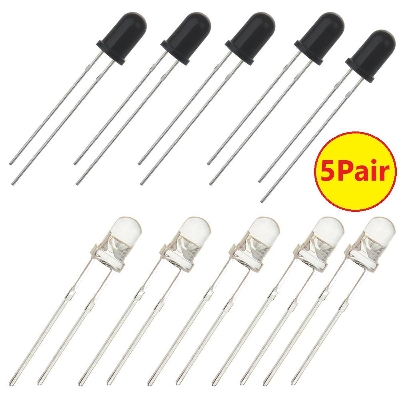 Picture of 5Pair- 3mm IR RECEIVER And TRANSMITTER LED Sensor 3mm 940nm IR LED Light Infrared Transmitter Receiver IR LED Sensor IR Bulb Light 3mm IR LED Light For Remote