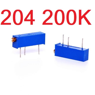 Picture of 3006 MULTITURN 204 200K Ohm Potentiometer 200K 750mW 3 Pin Leads 19mm Side Linear Shape Trimming 204 Potentiometer VR Pot Variable Resistors 200K Potentiometer 204 Trimpot Trimmer