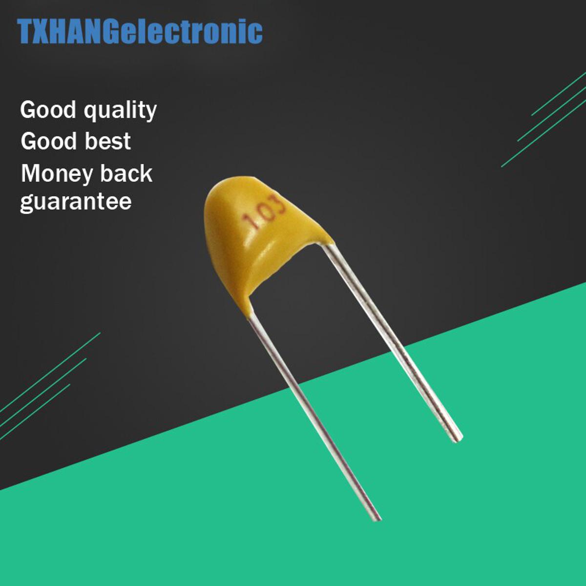 Picture of 10Pcs- 103 Multilayer MLCC 50V 10nF Ceramic Capacitor 103 Ceramic Capacitor 50V Monolithic 10nF Ceramic Chip Capacitor 5.08mm Pitch MLCC Non-Polarized 2 Pin Leads