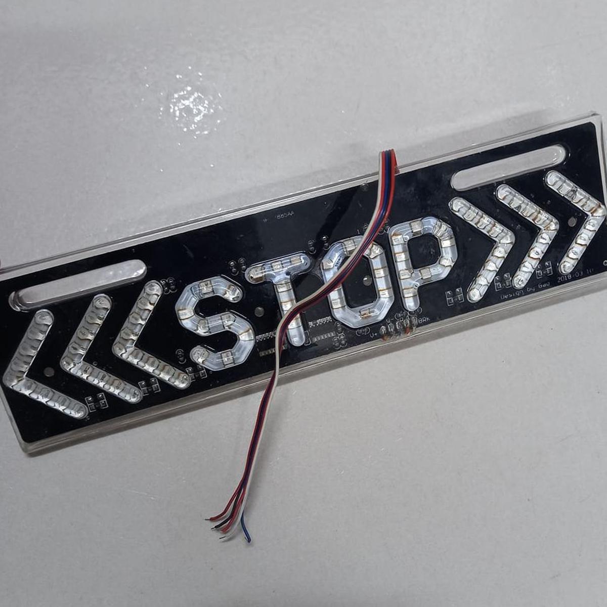 Picture of STOP Text RGB LED Light RGB Party LED 12V Multicolor Auto Changing RGB Color 12V LED Light Stop LED 100x47.5mm For Indoor Outdoor Home Office Restaurants Hotel