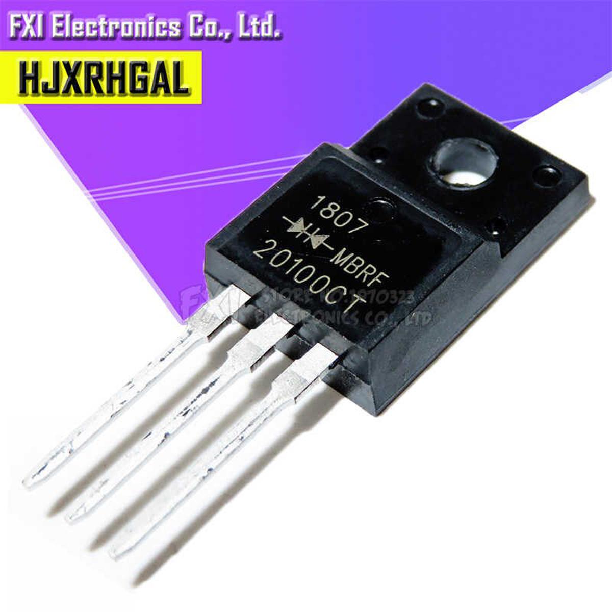 Picture of MBR20100 Diode MBR20100CT MBR20100C 20A 100V Schottky Diode TO-222 MBR 20100 Power Rectifier Chip 3 Pin Leads 