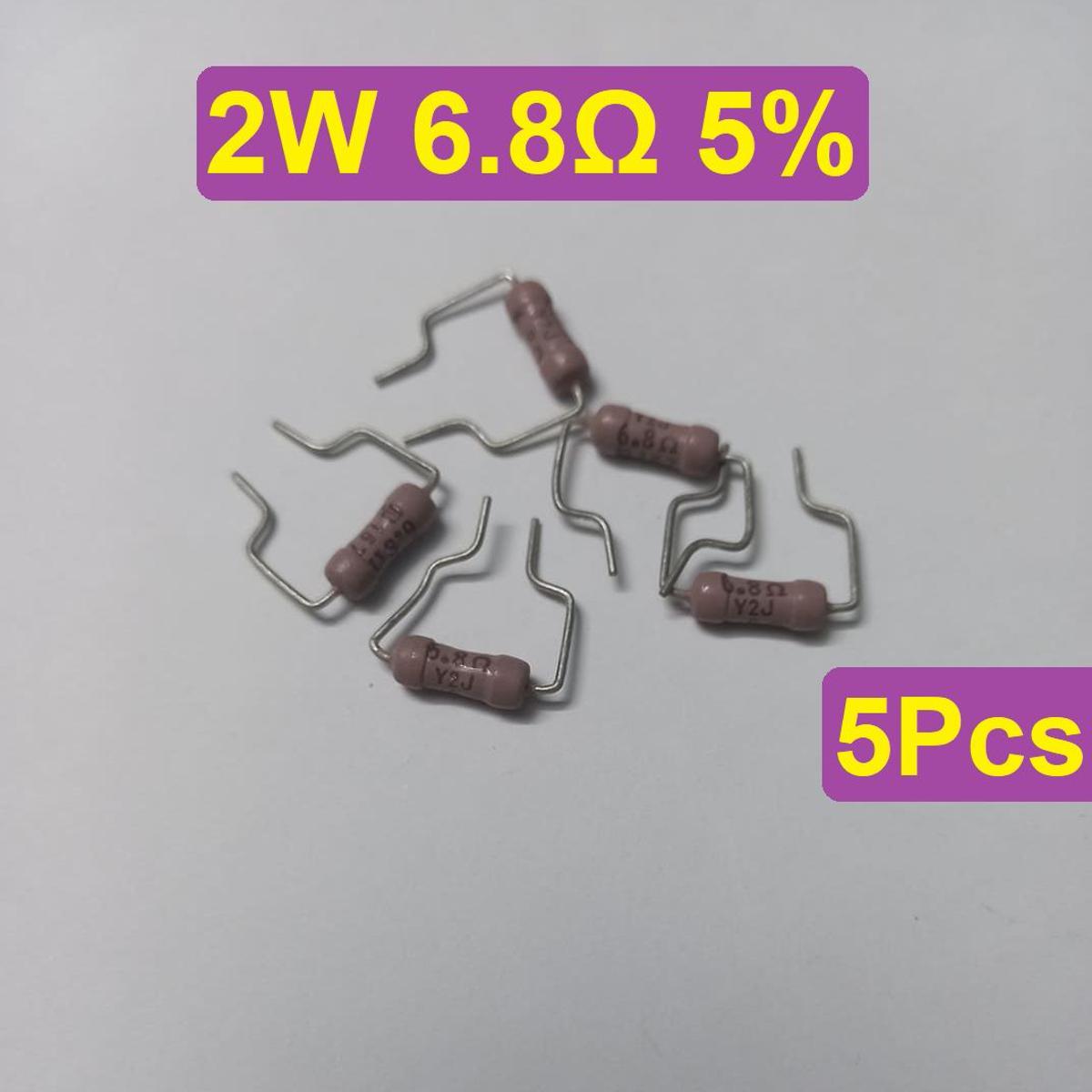 Picture of 5Pcs- 2W 6.8 Ohm Resistor Metal Oxide Film Resistor 6.8 Ohm Flameproof Power Resistor 2W 6.8 Resistor Metal Oxide Resistors 5% Tolerance 2Pin Leads