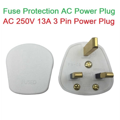 Picture of 3Pin POWER PLUG FUSE Protection AC 250V 13A 3 Pin Power Plug Connector For 3 Pin Socket Rewireable 3 Prong UK Electrical Power Plug Male Adapter For Cables