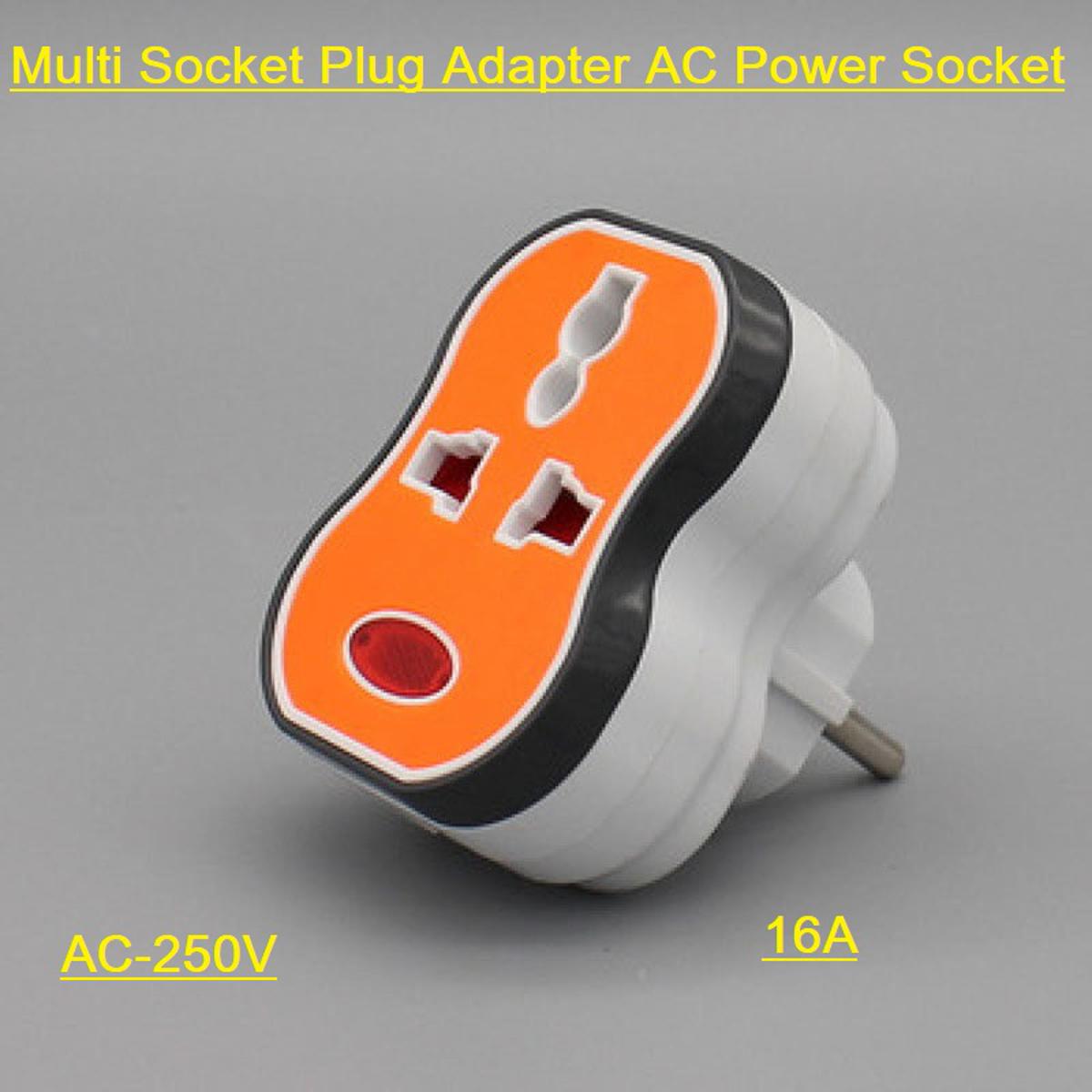 Picture of 3 WAY Multi Socket Plug Adapter Power Socket AC 250V 10A 2 Pin Power Plug To 3 Way 3 Point Socket Converter With LED Indicator Electrical Travel Adapter Converter Plug Connectors