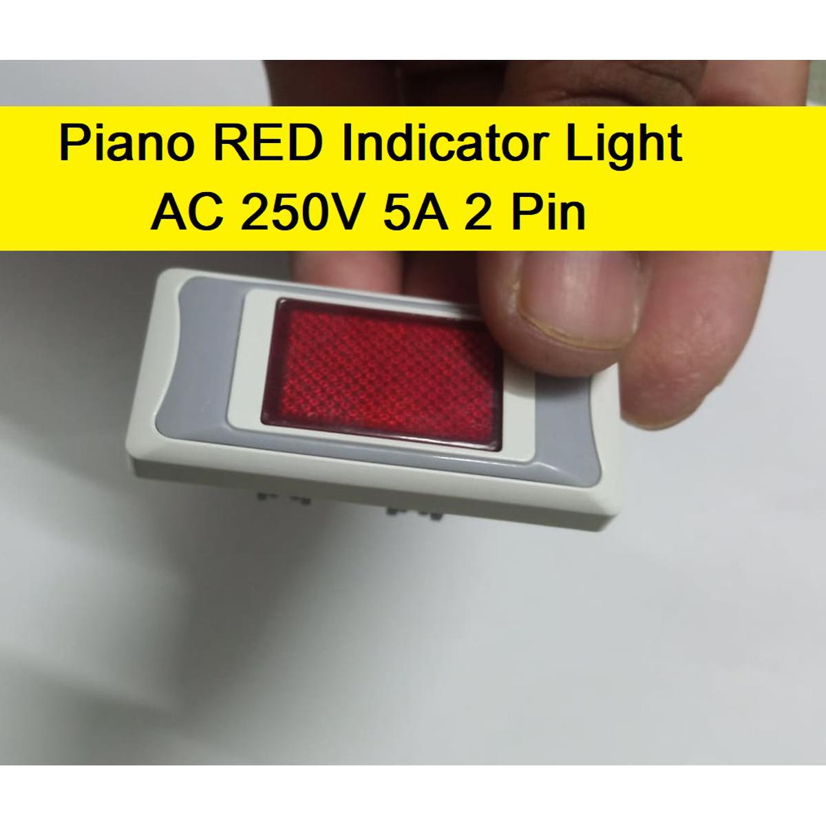 Picture of Piano RED Indicator Light AC 250V 5A 2 Pin Brass Contact RED Indicator Light Switches Socket For Electrical Devices AC Line Indicator Made In Bangladesh