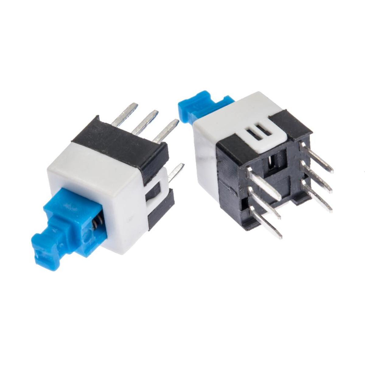 Picture of 5Pcs- SELF LOCK 6 Pin Square 6.5×6.5x15mm 6Pin DIP 0.1A 30V DC Mini Self-Locking On Off Multimeter Switches Power Switch Self Lock On/Off Double Row Latching Switch