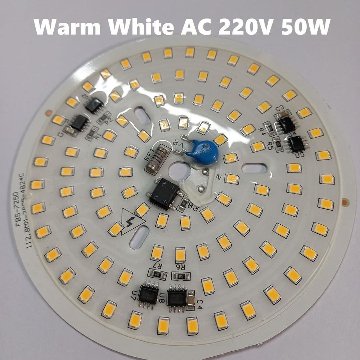 Picture of 5Pcs WARM WHITE Waterproof 112mm ROUND White 50W DIRECT AC 220V 50Watt LED Light Bulbs 96Pcs Warm White SMD LED Light Plate With MOV Integrated IC Driver