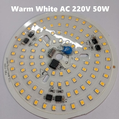Picture of 5Pcs WARM WHITE Waterproof 112mm ROUND White 50W DIRECT AC 220V 50Watt LED Light Bulbs 96Pcs Warm White SMD LED Light Plate With MOV Integrated IC Driver