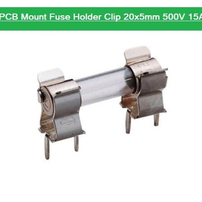Picture of 5Pair- MEATAL PCB Mount Fuse Holder Clip 20x5mm Inline Fuse Housing Holder PCB Mount Block Series Flame Resistant Fuse Clip 500V 15A 2Pin Leads
