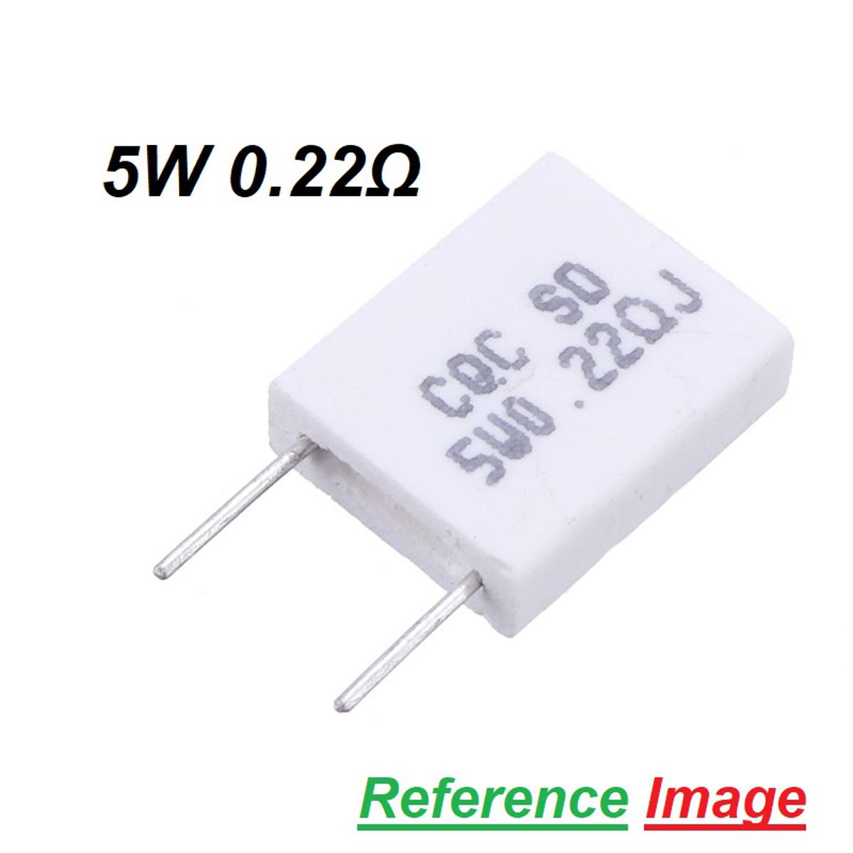 Picture of 2Pcs- Wirewound 5W 0.22 Ohm Non-Inductive Ceramic Cement Resistor 0.22 Ohm Resistor 5W Resistor Axial 2Pin Leads 5W 0.22 Ohm Resistor 5% Tolerance Wirewound Resistor